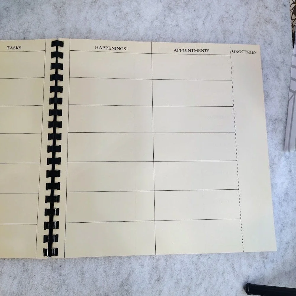 Vintage Remembrancer Weekly Planner Spiral Undated Organizer Cream Minimalist